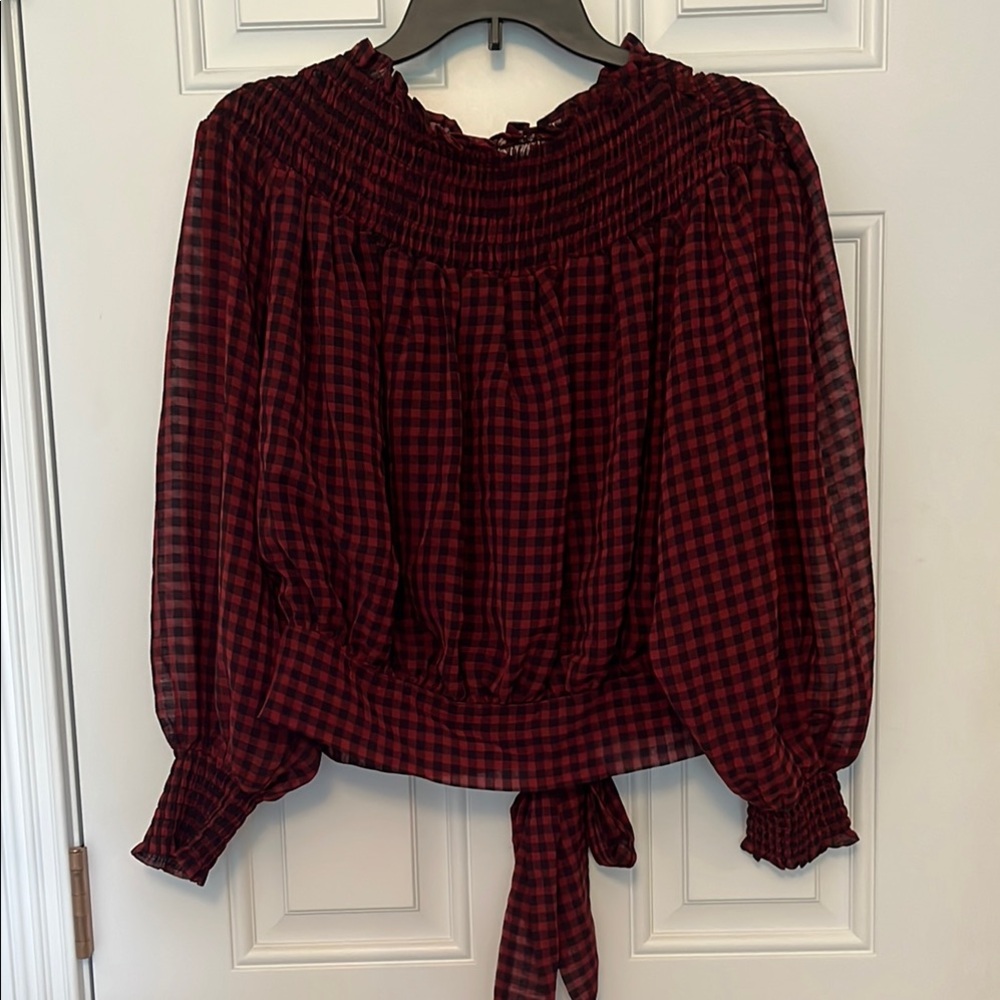 Plaid Smocked Women's Top